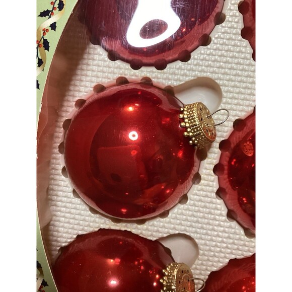 Christmas By Krebs Designer Glass Bulb Ornaments Candy Apple Red 6 Bulbs Per Box - Picture 3 of 13